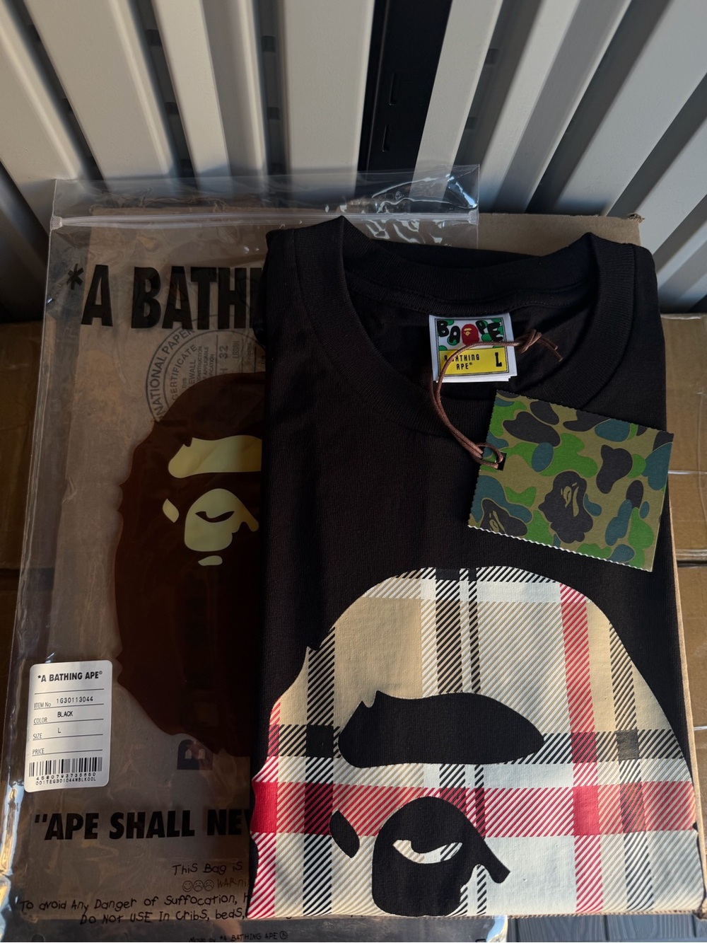 Bape a bathing ape check tee Large